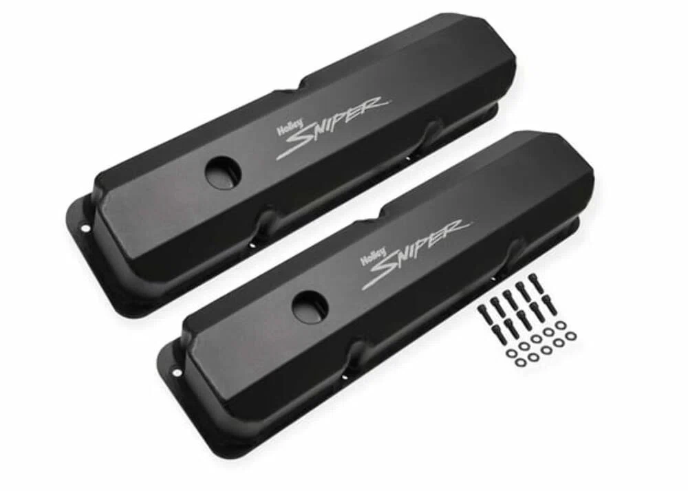 Sniper Fabricated Aluminum Valve Cover - Ford FE - Black Finish - 890001B